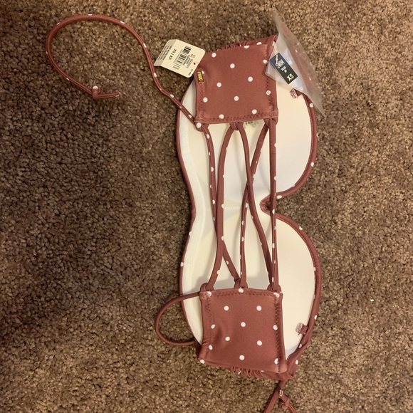 Pink Swim Pushup bandeau top with strap - Picture 2 of 6